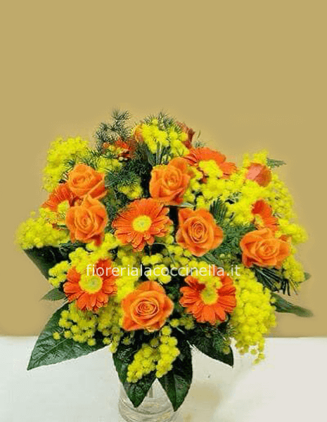 Bouquet Fiori Misti Arancio & Mimosa