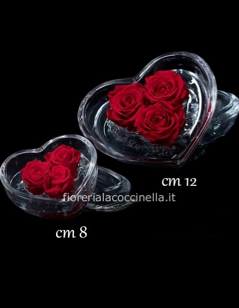 Rosa Stabilizzata Cuore in Vetro