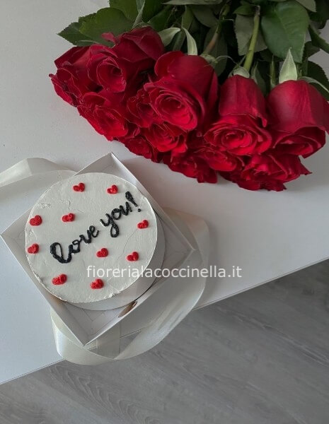 Bouquet Rose Rosse & Lambeth Cake LOVE