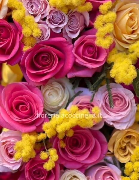 Bouquet di Rose Miste & Mimosa